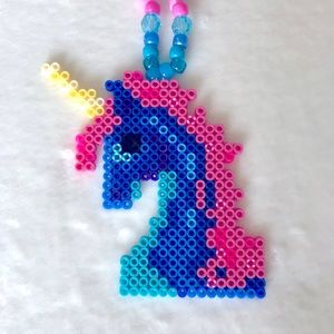 Handmade Kandi Necklace – Magical Unicorn Blueberry Charm | TikTok‑Inspired Kawa